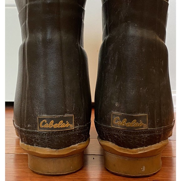 Cabela's Men's Steel Shank Tall Rain Boot Rubber Laces Brown Sz 12 - Picture 9 of 10